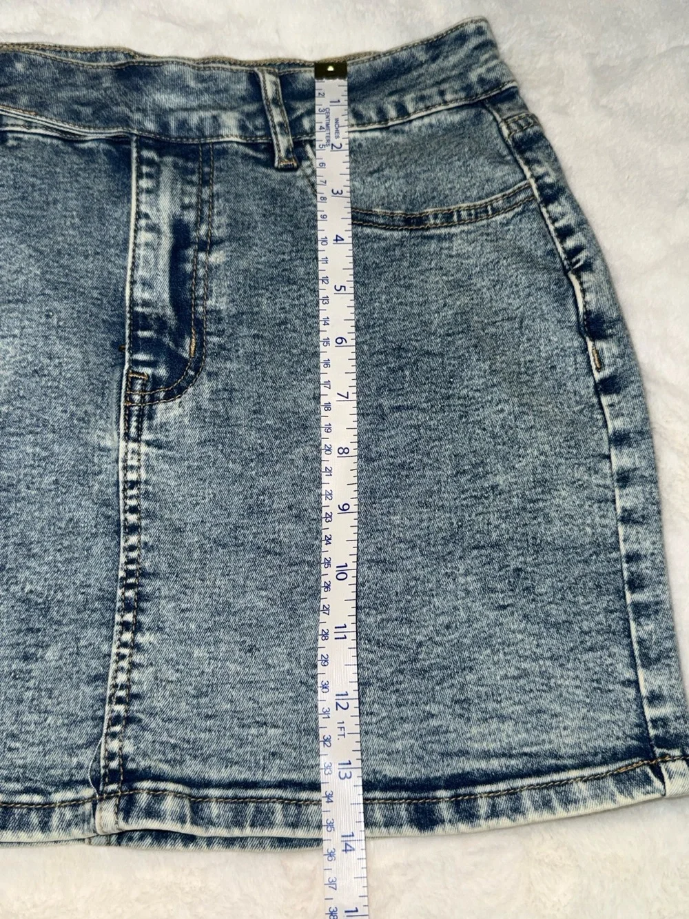 Acid Wash Denim Mini Skirt High Rise‎ Stretch Y2K Coquette Size M. NWOT